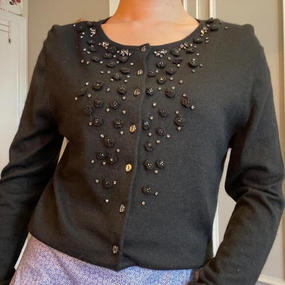 Episode Vintage Angora Black Beaded Cardigan - Picture 3 of 8